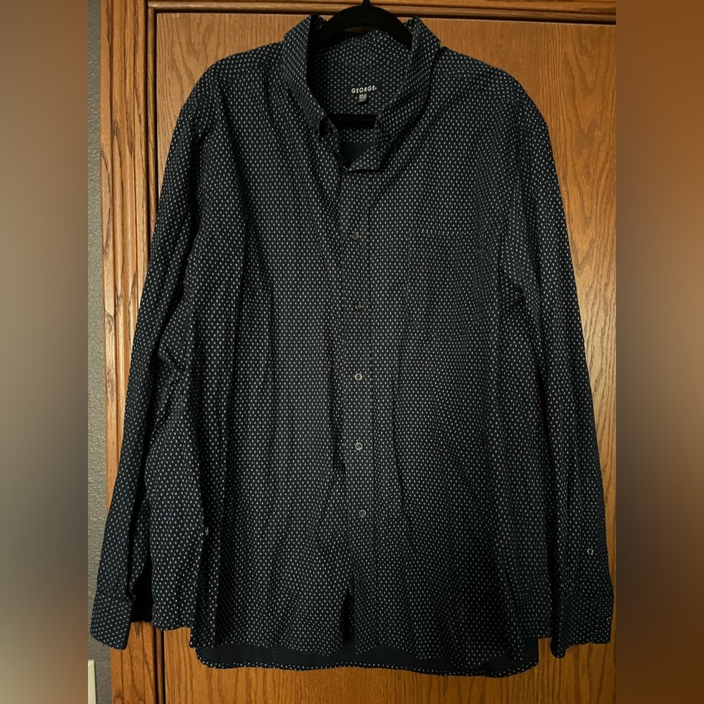 George 3XL 54-56 long sleeved oxford, navy blue